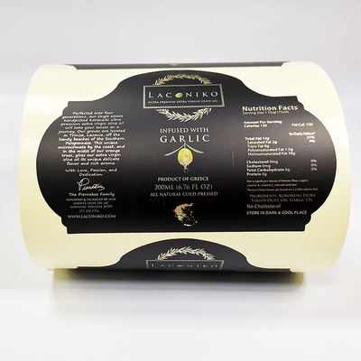 Matt Lamination Nhãn thực phẩm dính Dầu ô liu BOPP Nhãn dán Vinyl không thấm nước có thể in