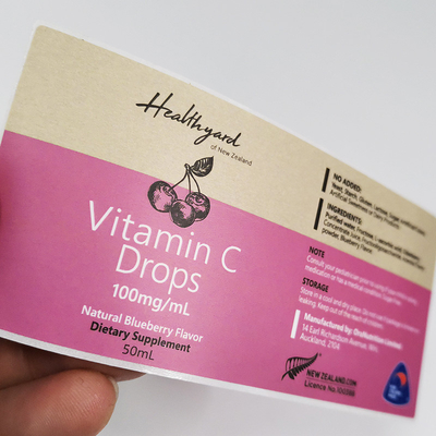 In nhãn dược phẩm có thể tháo rời Nhãn chai vitamin CMYK